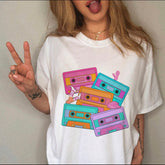 T-shirt Western Cowboy Cartoon Letter Print Funny Cute Short